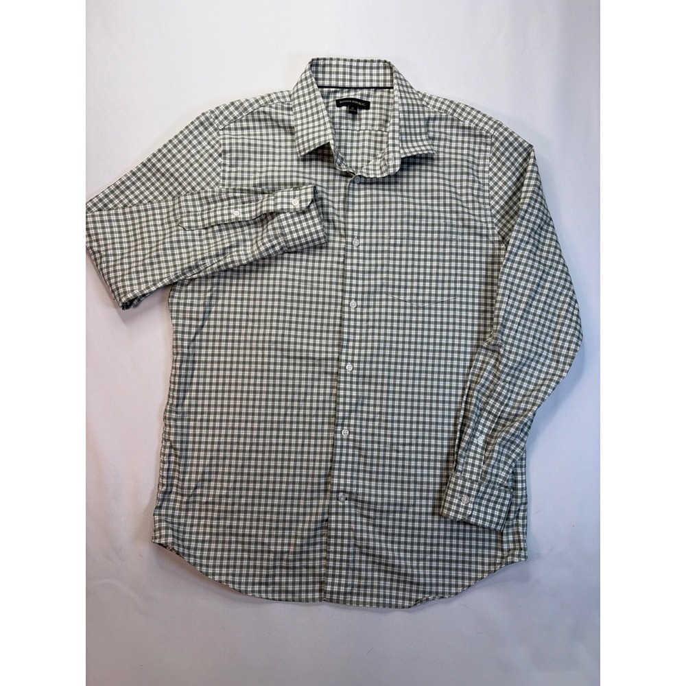 Banana Republic Mens XL Green Gingham Plaid Cotton Long Sleeve Button Down Shirt